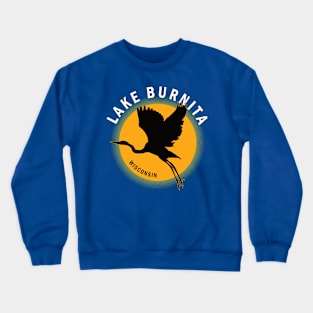 Lake Burnita in Wisconsin Heron Sunrise Crewneck Sweatshirt